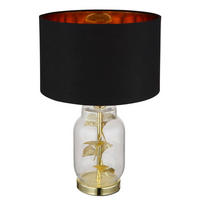 Veioză - culoare crom/negru, Basics, sticlă/metal (25/38cm)