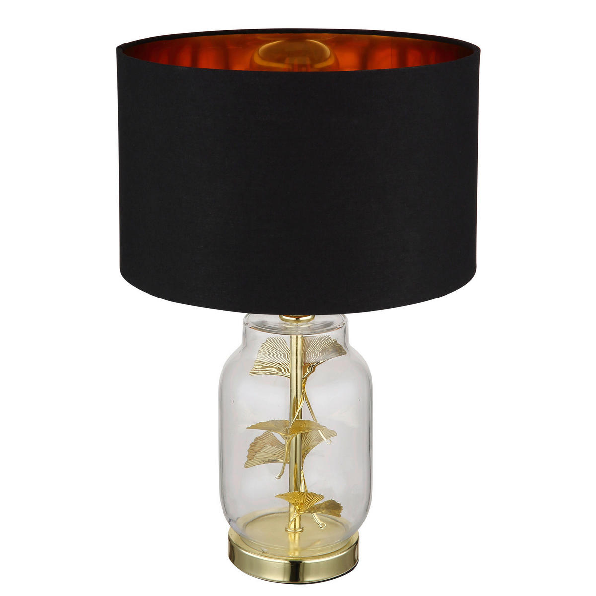 Veioză - culoare crom/negru, Basics, sticlă/metal (25/38cm)