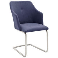SCHWINGSTUHL  in Edelstahl Lederlook  - Edelstahlfarben/Dunkelblau, Design, Textil/Metall (54/88/62cm) - Novel