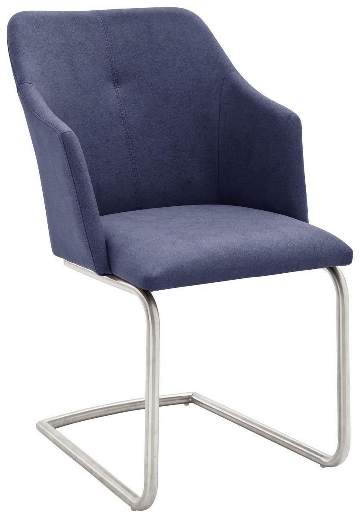 SCHWINGSTUHL  in Edelstahl Lederlook  - Edelstahlfarben/Dunkelblau, Design, Textil/Metall (54/88/62cm) - Novel