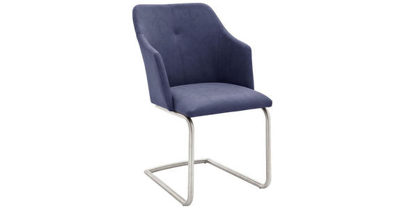 SCHWINGSTUHL in Edelstahl Lederlook - Edelstahlfarben/Dunkelblau, Design, Textil/Metall (54/88/62cm) - Novel