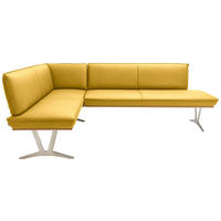 ECKBANK 152/197 cm  in Gelb  - Edelstahlfarben/Gelb, Design, Leder/Holz (152/197cm) - Ambiente
