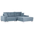 ECKSOFA Blau Flachgewebe  - Blau/Silberfarben, KONVENTIONELL, Holz/Textil (273/192cm) - Carryhome