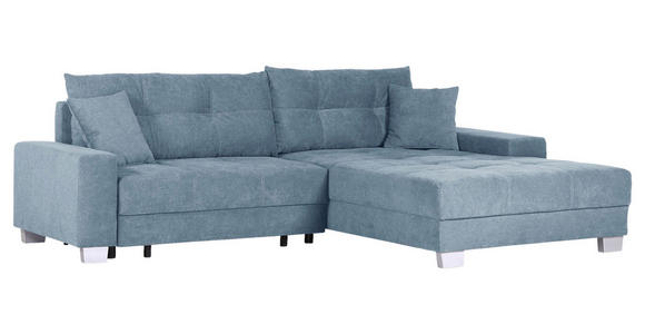 ECKSOFA Blau Flachgewebe  - Blau/Silberfarben, KONVENTIONELL, Holz/Textil (273/192cm) - Carryhome