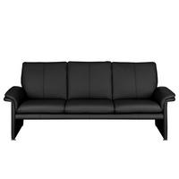 3-SITZER-SOFA Echtleder Schwarz  - Silberfarben/Schwarz, Design, Leder/Metall (214/90/88cm) - Livetastic