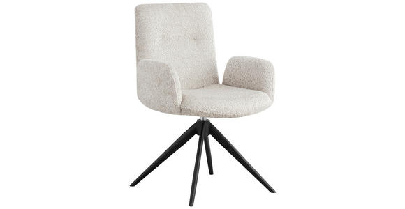 ARMLEHNSTUHL in Eisen Webstoff - Perlmutt/Creme, Design, Textil/Metall (57/90/64cm) - Novel