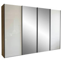 SCHWEBETÜRENSCHRANK Champagner, Eiche Bianco  - Schieferfarben/Eiche Bianco, Konventionell, Glas/Holzwerkstoff (300/217/67cm) - Dieter Knoll