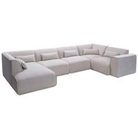 WOHNLANDSCHAFT Flachgewebe Naturfarben  - Schwarz/Naturfarben, Design, Kunststoff/Textil (165/368/211cm) - Lomoco