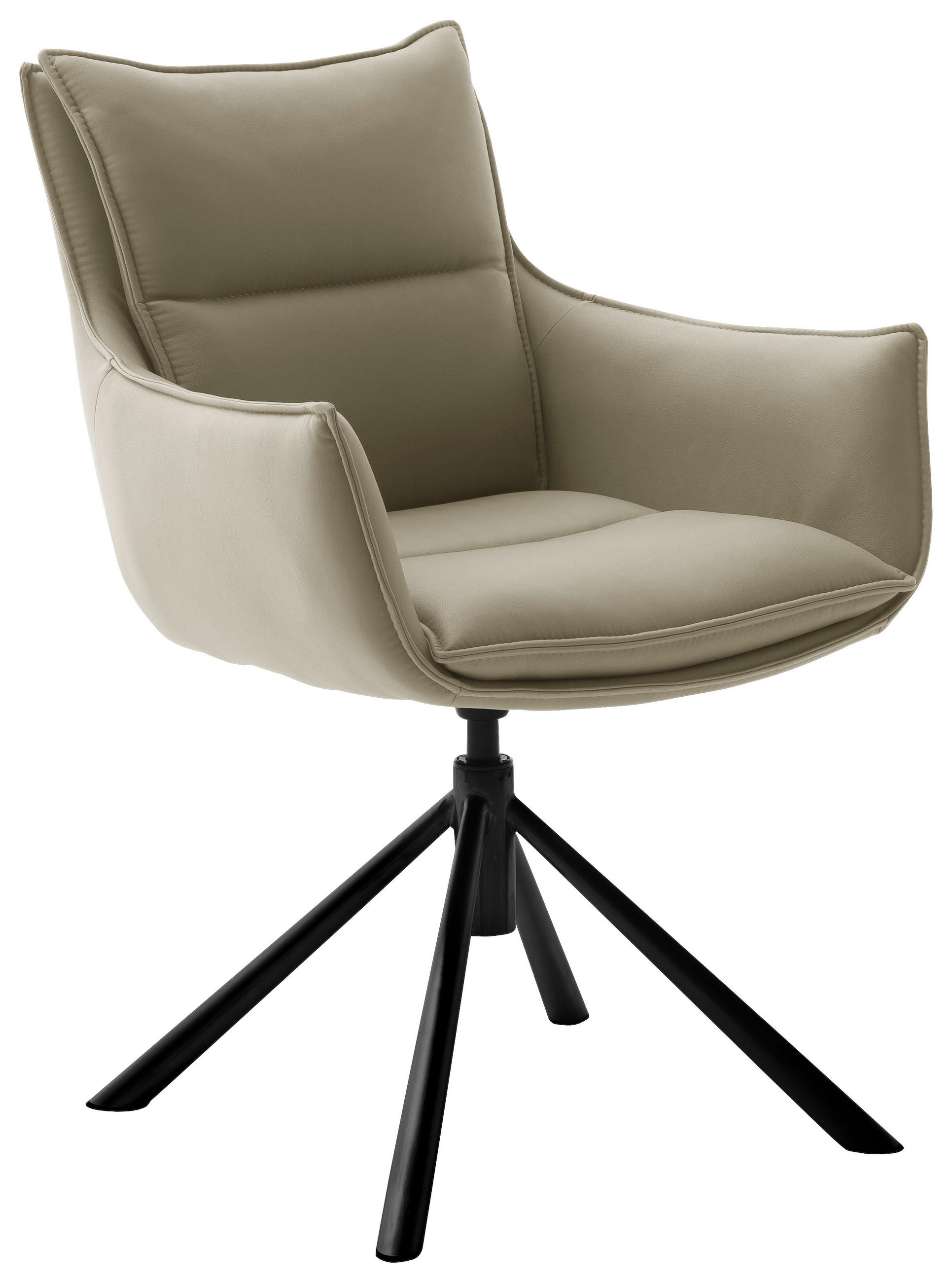 ARMLEHNSTUHL  Beinauswahl, Stoffauswahl, Typenauswahl, Sitzfläche 360° drehbar, automatische Rückholfunktion beschichtet, Mikrofaser  Schwarz, Cappuccino  - Schwarz/Cappuccino, Design, Textil/Metall (60/90/65cm) - Novel
