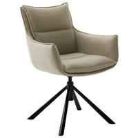 ARMLEHNSTUHL  Beinauswahl, Stoffauswahl, Typenauswahl, Sitzfläche 360° drehbar, automatische Rückholfunktion beschichtet, Mikrofaser  Schwarz, Cappuccino  - Schwarz/Cappuccino, Design, Textil/Metall (60/90/65cm) - Novel