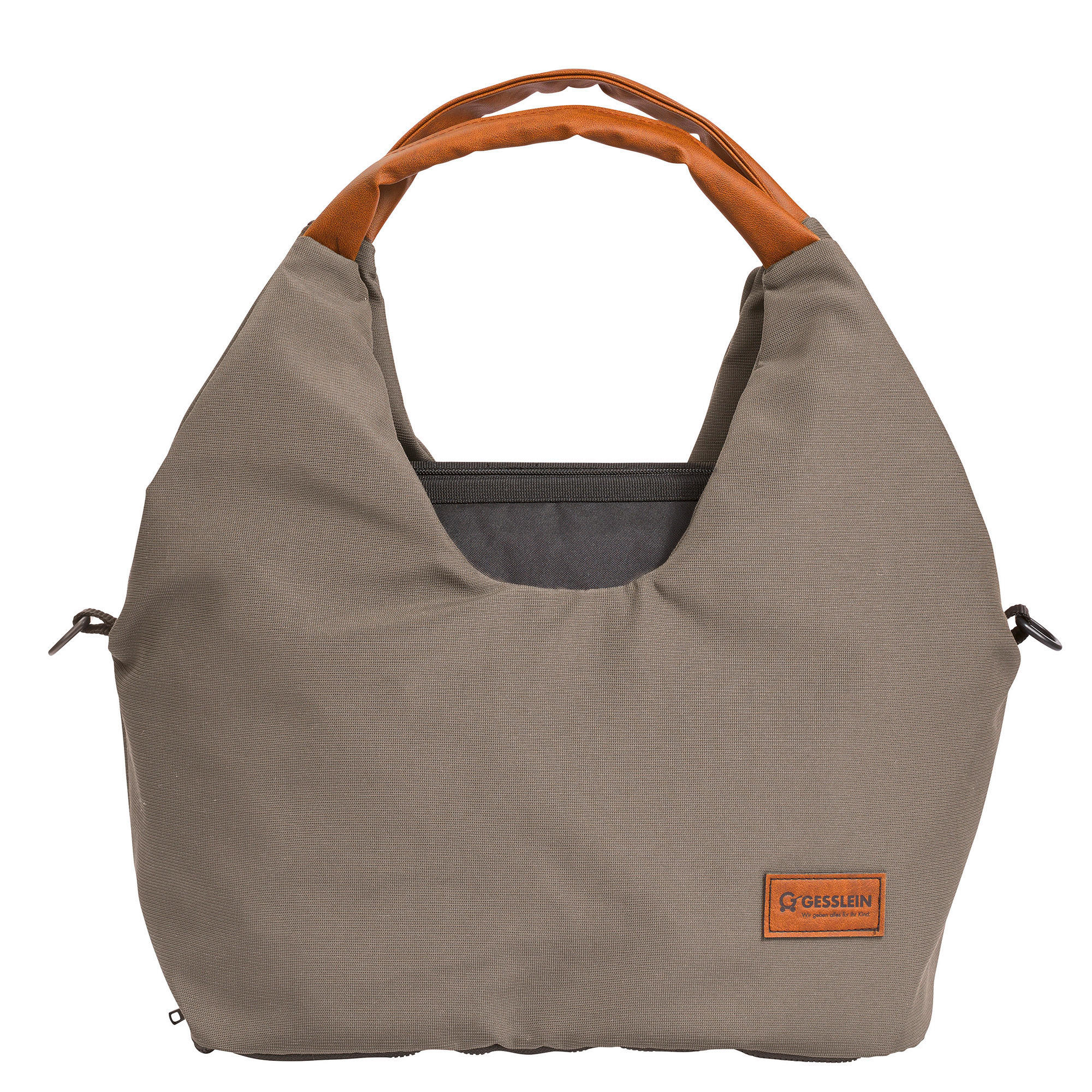 WICKELTASCHE N° 5 Khaki/Cognac  - Cognac/Olivgrün, Basics, Textil (50/46/17cm) - Gesslein