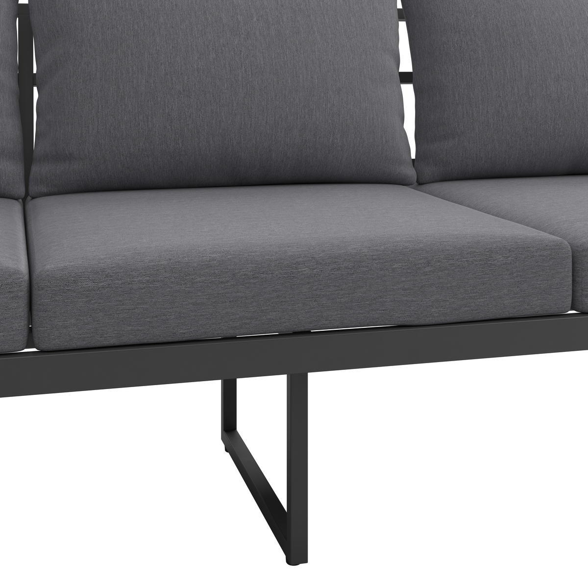 LOUNGEGARNITUR 3-teilig   Akazie Stahl  - Weiß/Grau, MODERN, Holz/Textil - Beldano