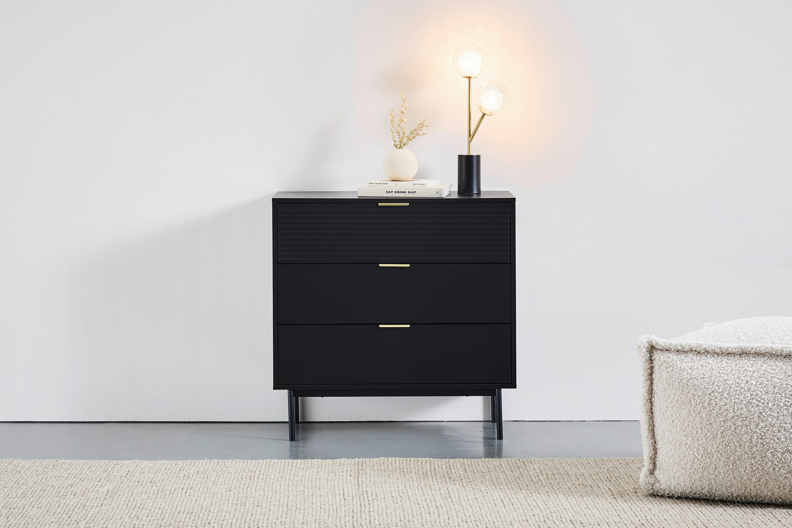 KOMMODE Dodoma  in 80/80/40 cm  - Goldfarben/Schwarz, Design, Holzwerkstoff/Metall (80/80/40cm) - Livetastic