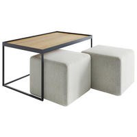 COUCHTISCHSET in Holz, Textil 100/60/39 cm  - Eichefarben/Hellgrau, Design, Holz/Textil (100/60/39cm) - Novel