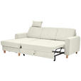 ECKSOFA Creme Flachgewebe Bettkasten, Schlaffunktion, Rücken echt, Kopfstütze, Liegefläche im Originalstoff  - Buchefarben/Creme, KONVENTIONELL, Holz/Textil (166/241cm) - Carryhome
