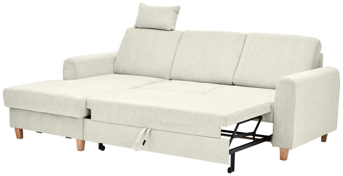 HÖRNSOFFA i flatväv cremefärgad  - bokfärgad/cremefärgad, Klassisk, trä/textil (166/241cm) - MID.YOU