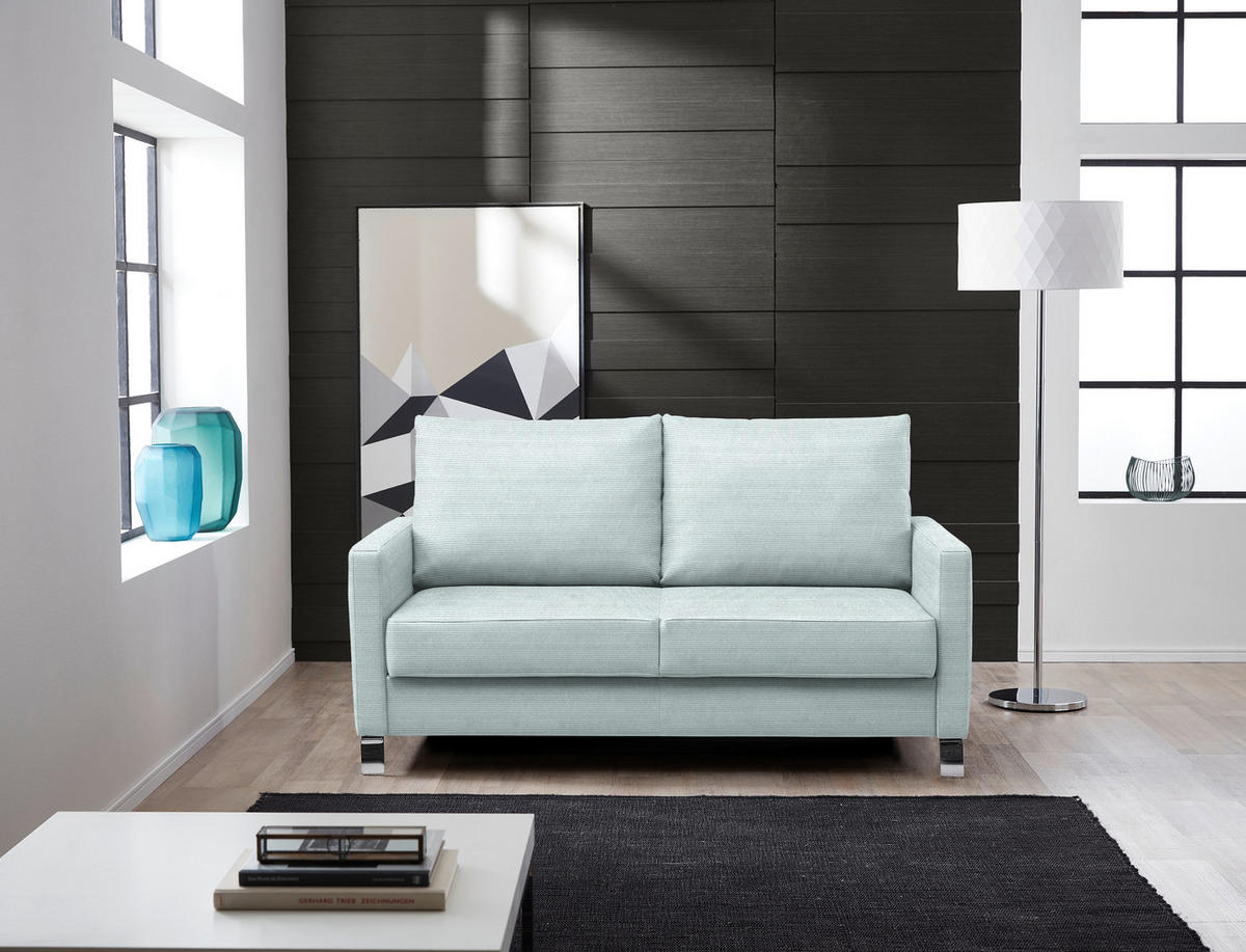 SCHLAFSOFA Feincord Mintgrün  - Chromfarben/Mintgrün, Design, Textil/Metall (140/90/95cm) - Bali