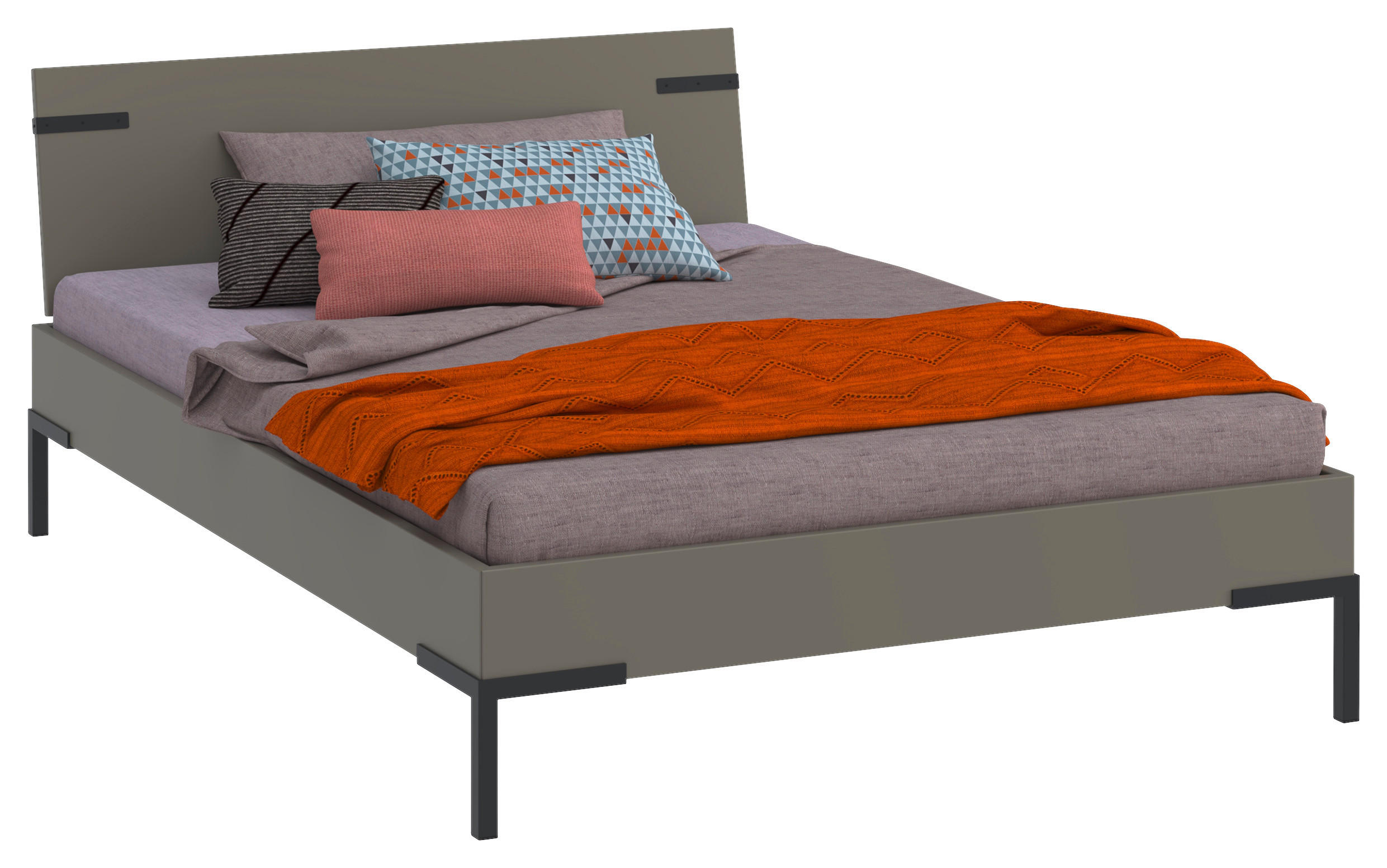 BETT 140/200 cm  in Grau, Grün  - Schwarz/Grau, Design, Metall (140/200cm) - Xora