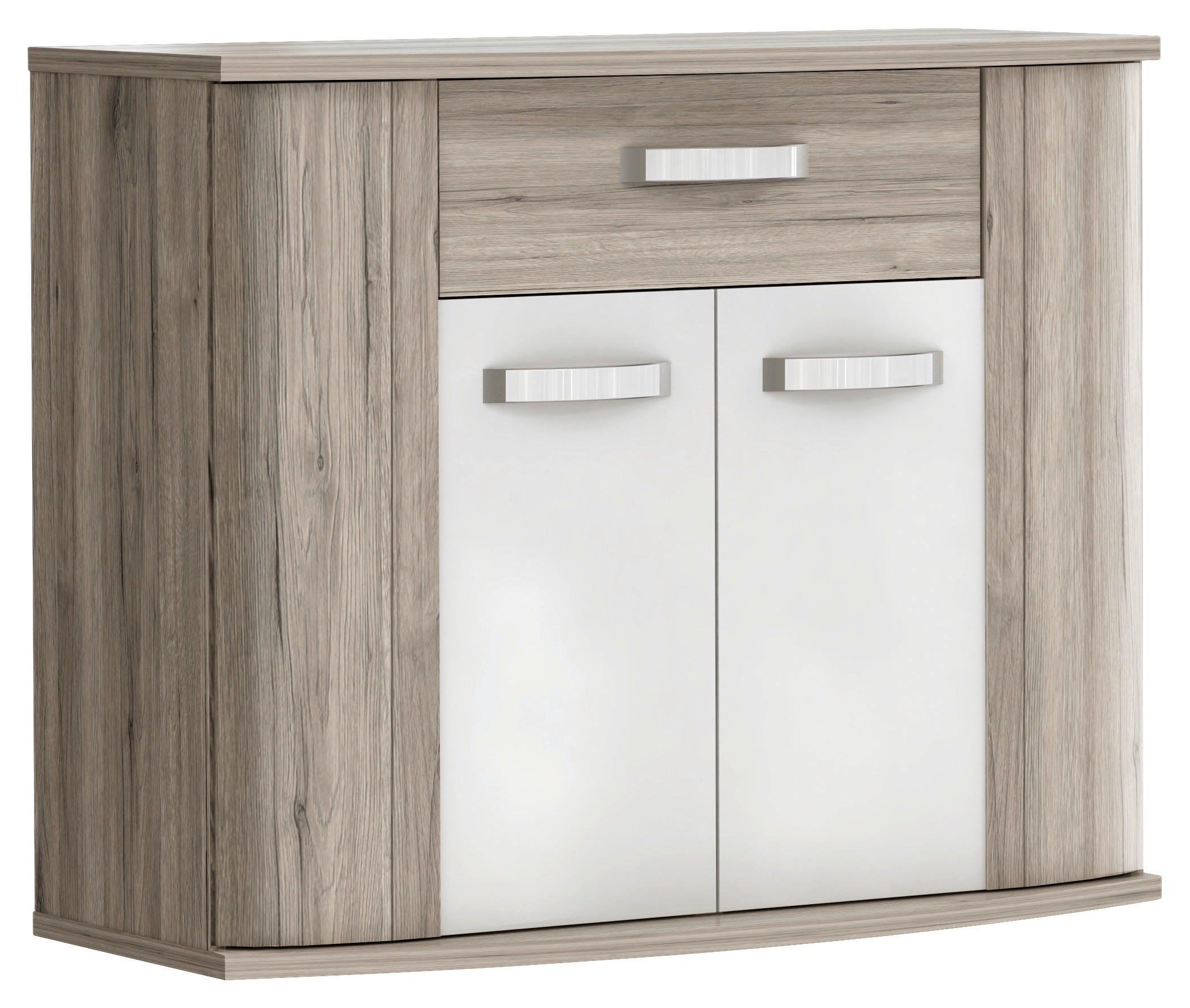 KOMMODE 99,7/81,5/43 cm  in Eichefarben, Weiss Hochglanz  - Weiss Hochglanz/Eichefarben, Basics, Holzwerkstoff/Kunststoff (99,7/81,5/43cm) - Carryhome