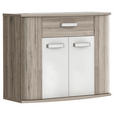 KOMMODE 99,7/81,5/43 cm  in Eichefarben, Weiß Hochglanz  - Eichefarben/Weiß Hochglanz, Basics, Holzwerkstoff/Kunststoff (99,7/81,5/43cm) - Carryhome