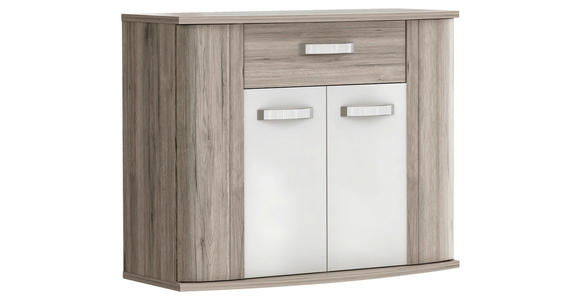 KOMMODE 99,7/81,5/43 cm in Eichefarben, Weiß Hochglanz - Eichefarben/Weiß Hochglanz, Basics, Holzwerkstoff/Kunststoff (99,7/81,5/43cm) - Carryhome