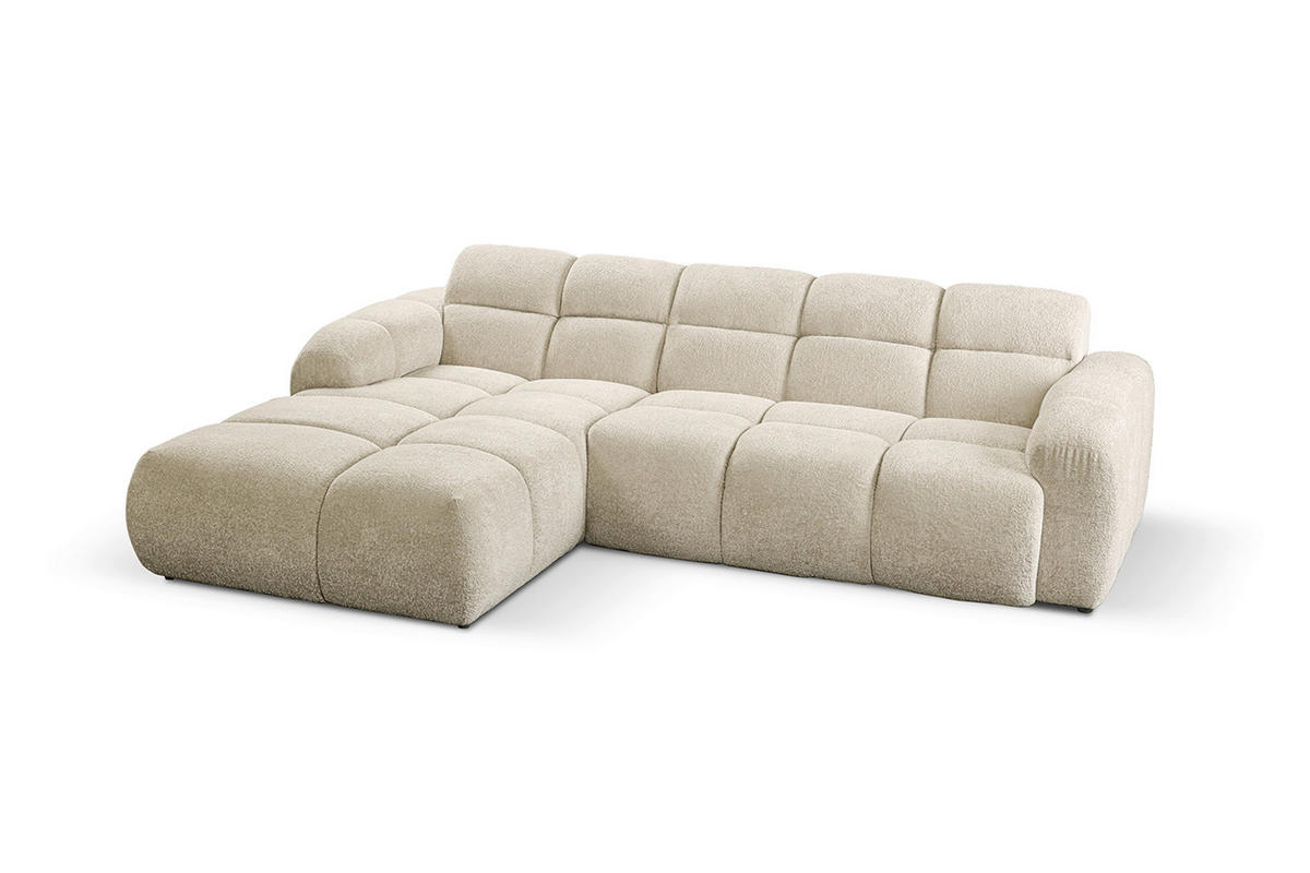 ECKSOFA VENTO in Bouclé Beige  175/255 cm  - Beige/Schwarz, Design, Kunststoff/Textil (175/255cm) - MID.YOU
