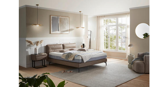 BOXSPRINGBETT 180/200 cm in Hellbraun - Hellbraun/Schwarz, Design, Textil/Metall (180/200cm) - Johann Jakob