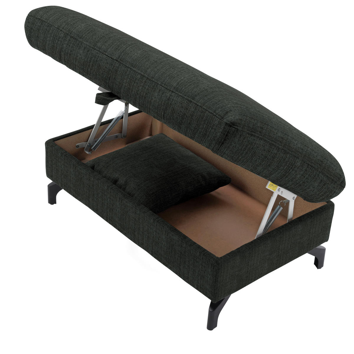 ECKSOFA in Flachgewebe, Leinenoptik Anthrazit  - Anthrazit/Schwarz, Design, Textil/Metall (208/247cm) - Xora