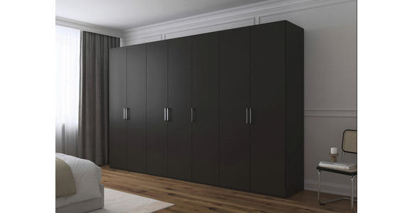 DREHTÜRENSCHRANK 350/235/61 cm,  in Graphitfarben, 7-türig  - Edelstahlfarben/Graphitfarben, Basics, Holzwerkstoff/Metall (350/235/61cm) - Novel