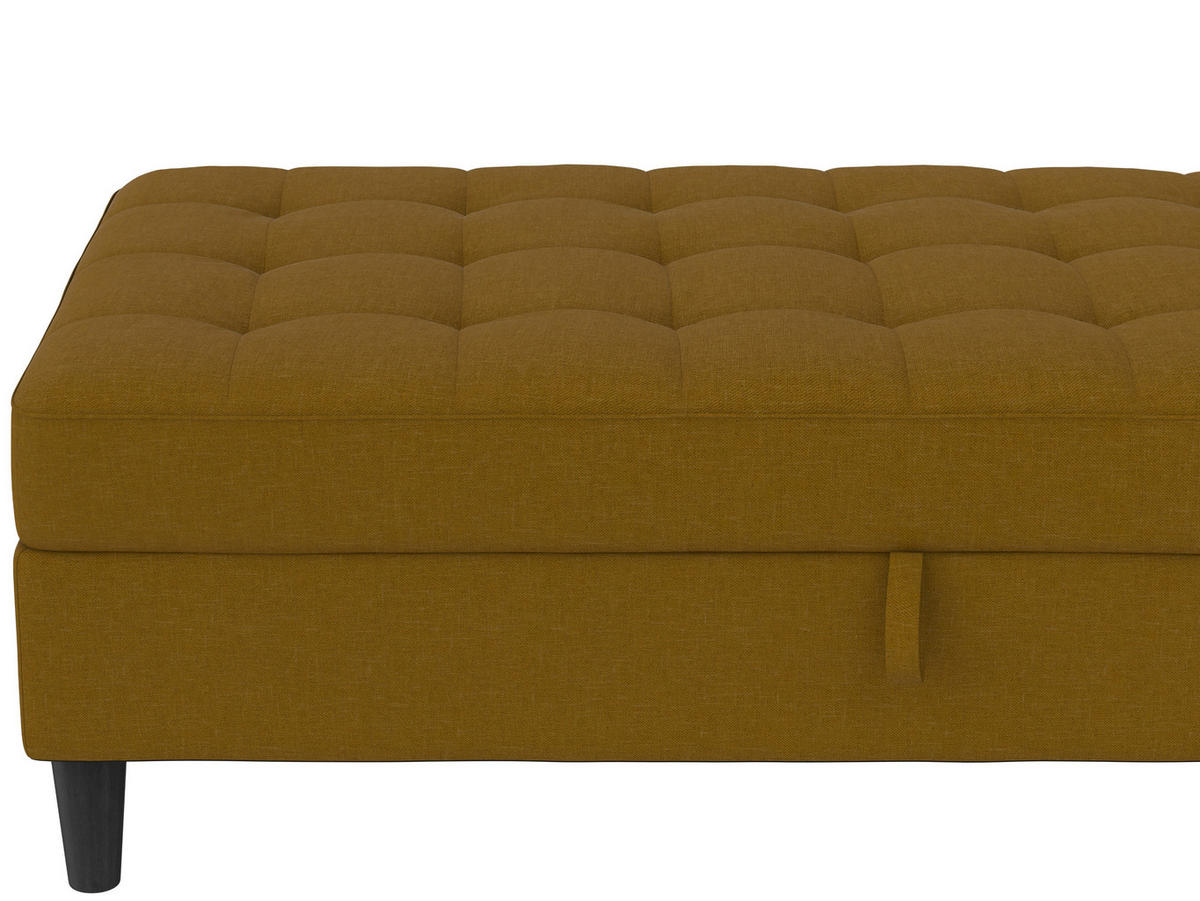 HOCKER PALERMO Webstoff, Leinenoptik Currygelb  - Currygelb/Schwarz, Basics, Kunststoff/Textil (130/43/69cm) - Livetastic
