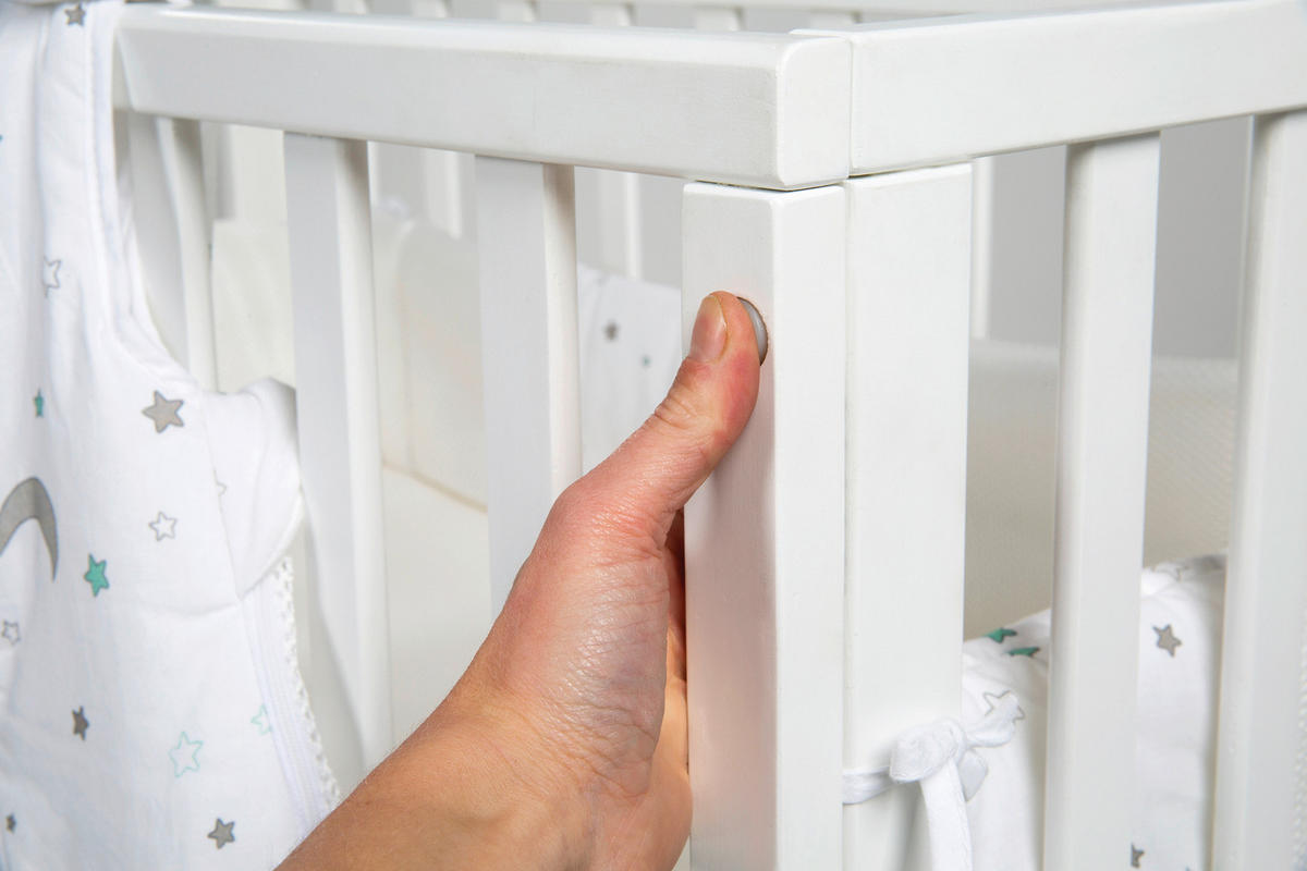 BEISTELLBETT Stubenbett 3 in 1 Sternenzauber  - Hellgrau/Weiß, Basics, Holzwerkstoff/Textil (49,5/85,5/90cm) - Roba