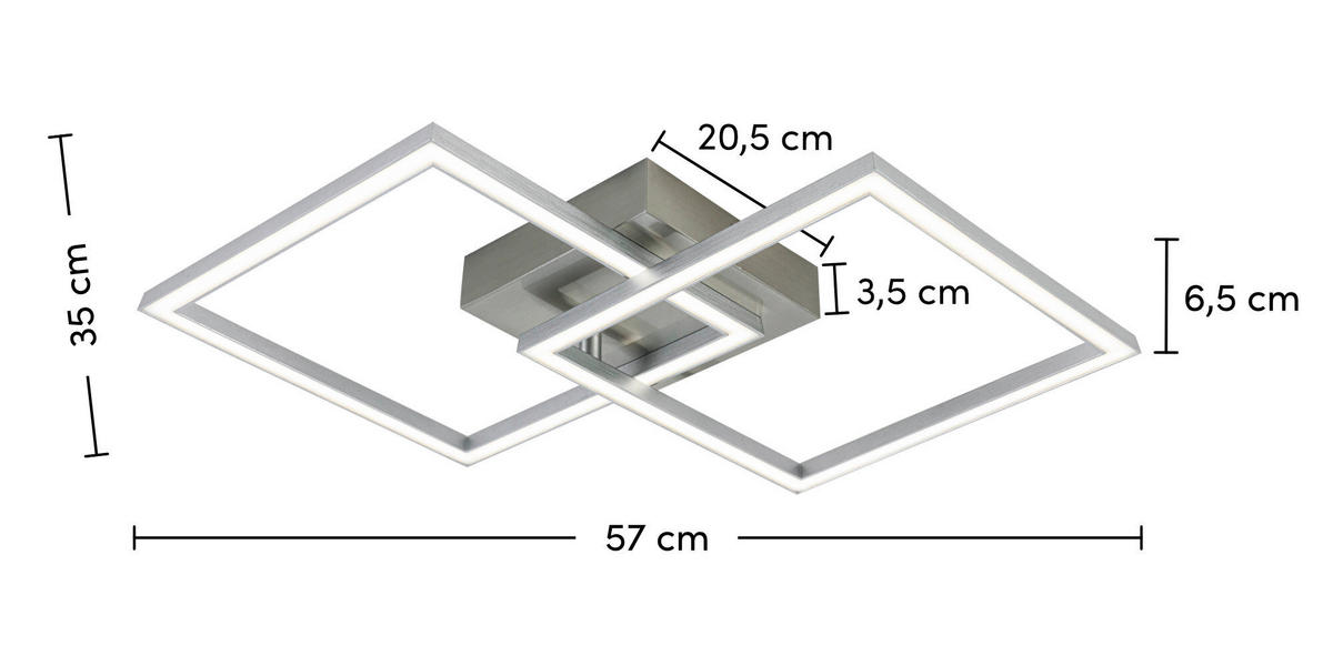 LED PLAFONJERA  - boja nikla/srebrna, Trendi, metal/plastika (57/35/6,5cm) - Boxxx