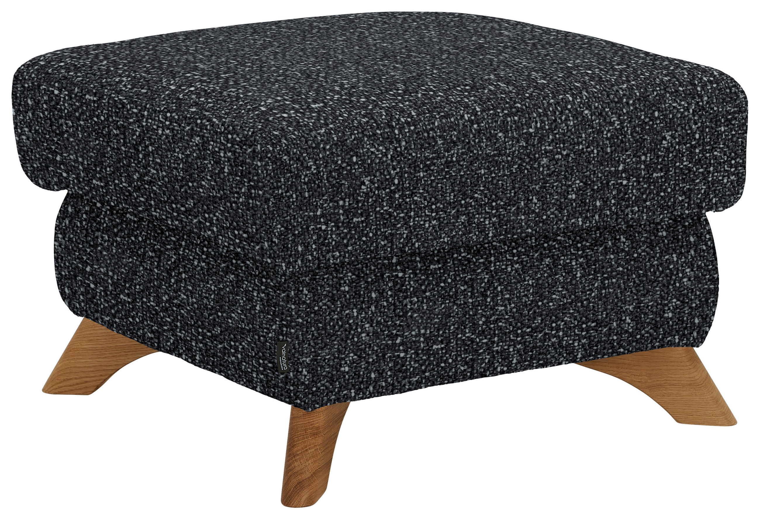 HOCKER in Textil Schwarz  - Eichefarben/Schwarz, Modern, Holz/Textil (65/47/65cm) - Valnatura