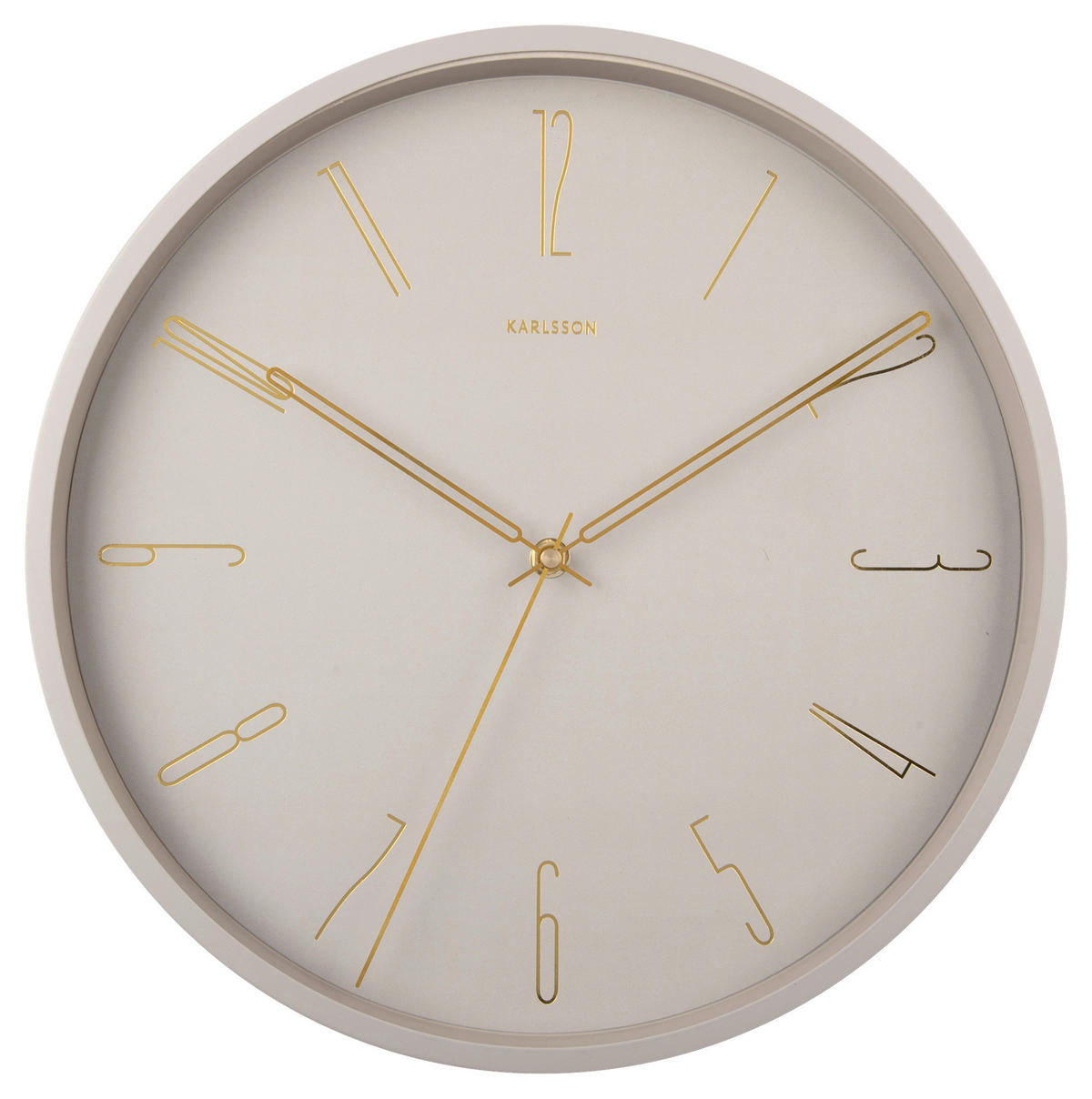 WANDUHR Belle Grau, Goldfarben 35/35/4 cm  - Goldfarben/Grau, Basics, Metall (35/35/4cm) - Karlsson
