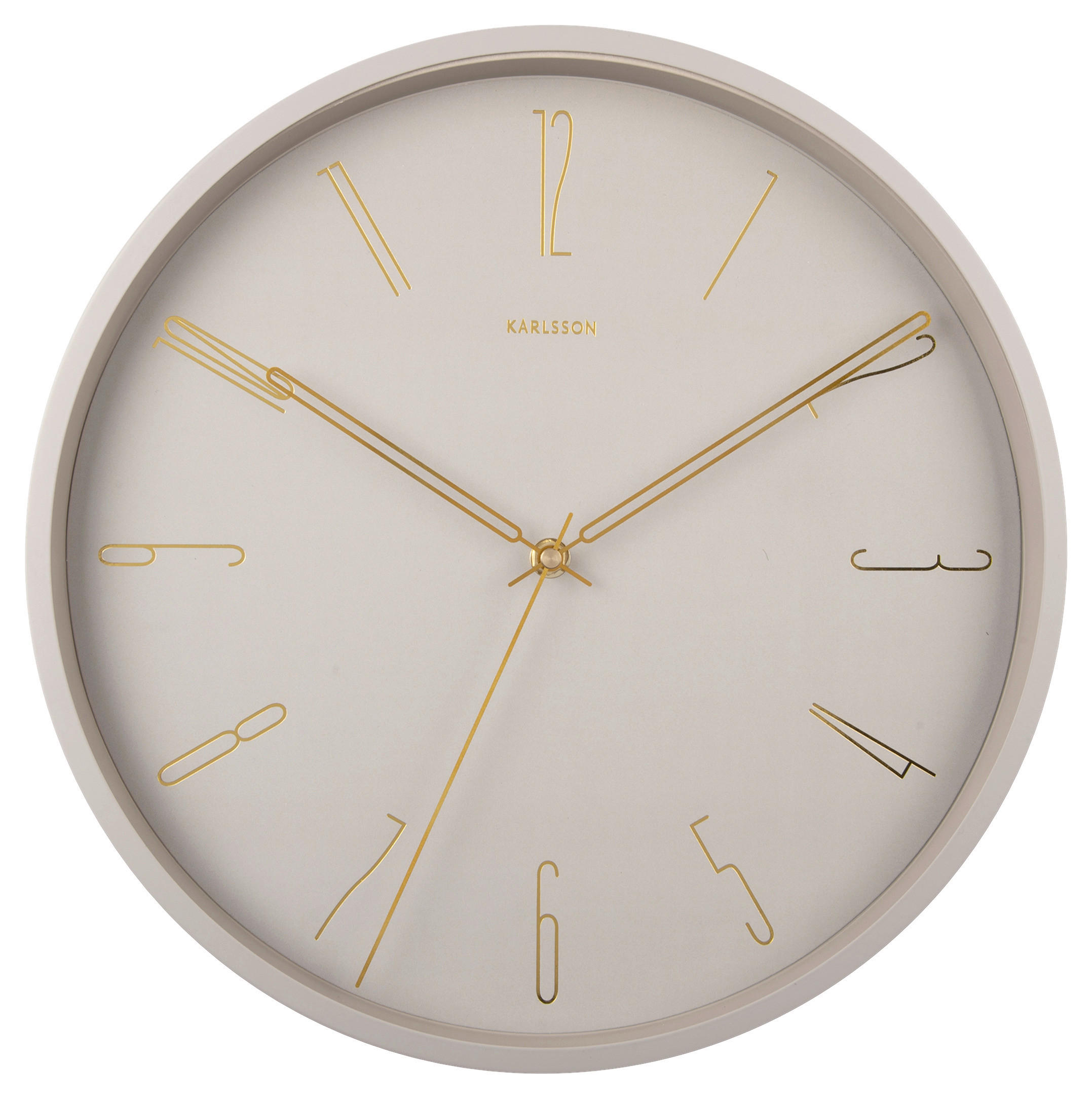 Karlsson Wanduhr Belle Grau, Gold 35x35x4 cm