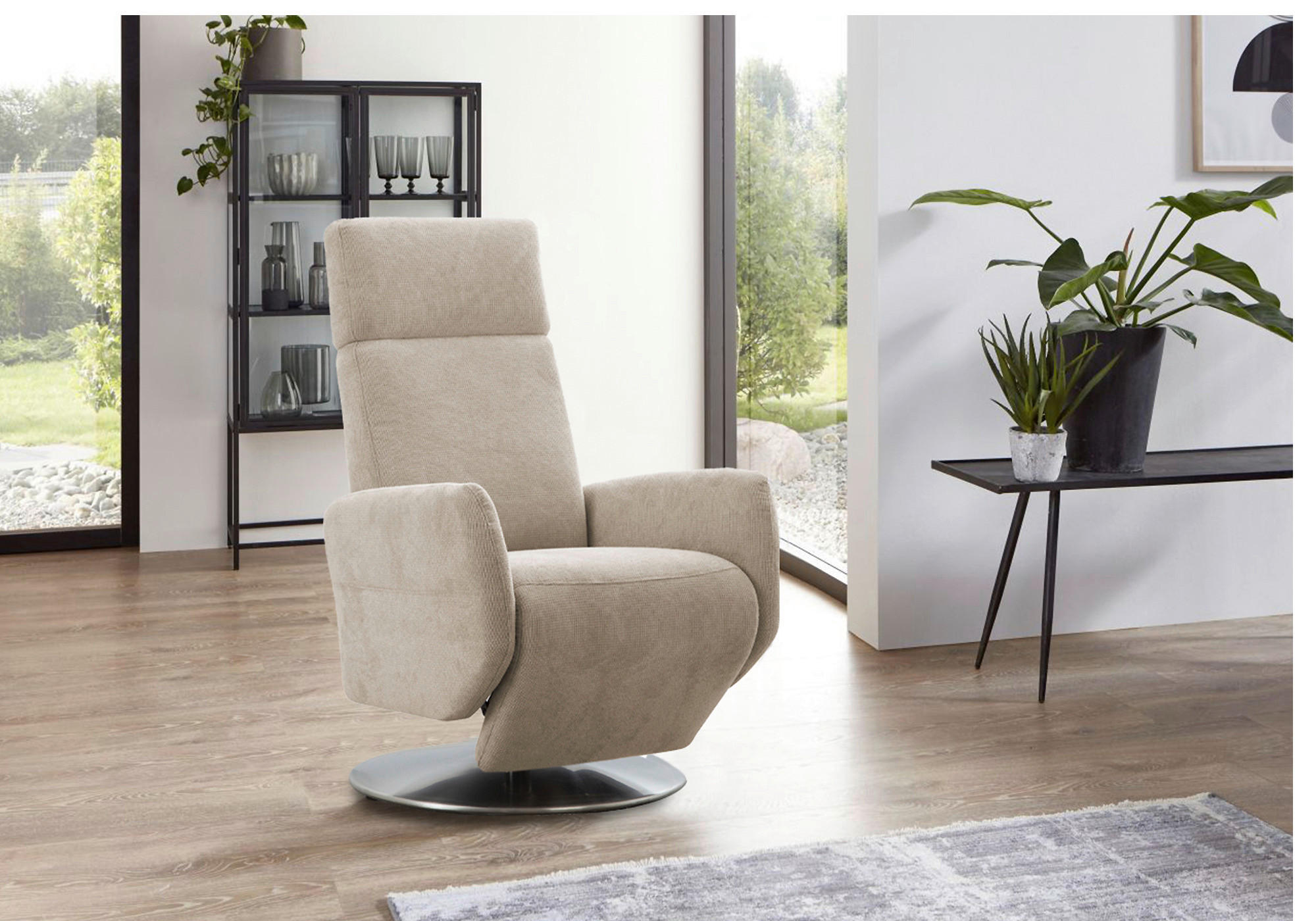 RELAXSESSEL KOBRA V Flachgewebe    - Chromfarben/Schlammfarben, KONVENTIONELL, Textil/Metall (71/110/82cm) - Sit & More
