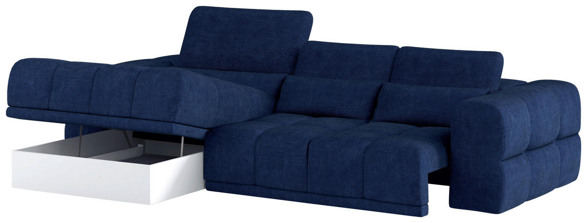 HÖRNSOFFA i chenille mörkblå  - svart/mörkblå, Klassisk, textil/plast (203/290cm) - MID.YOU