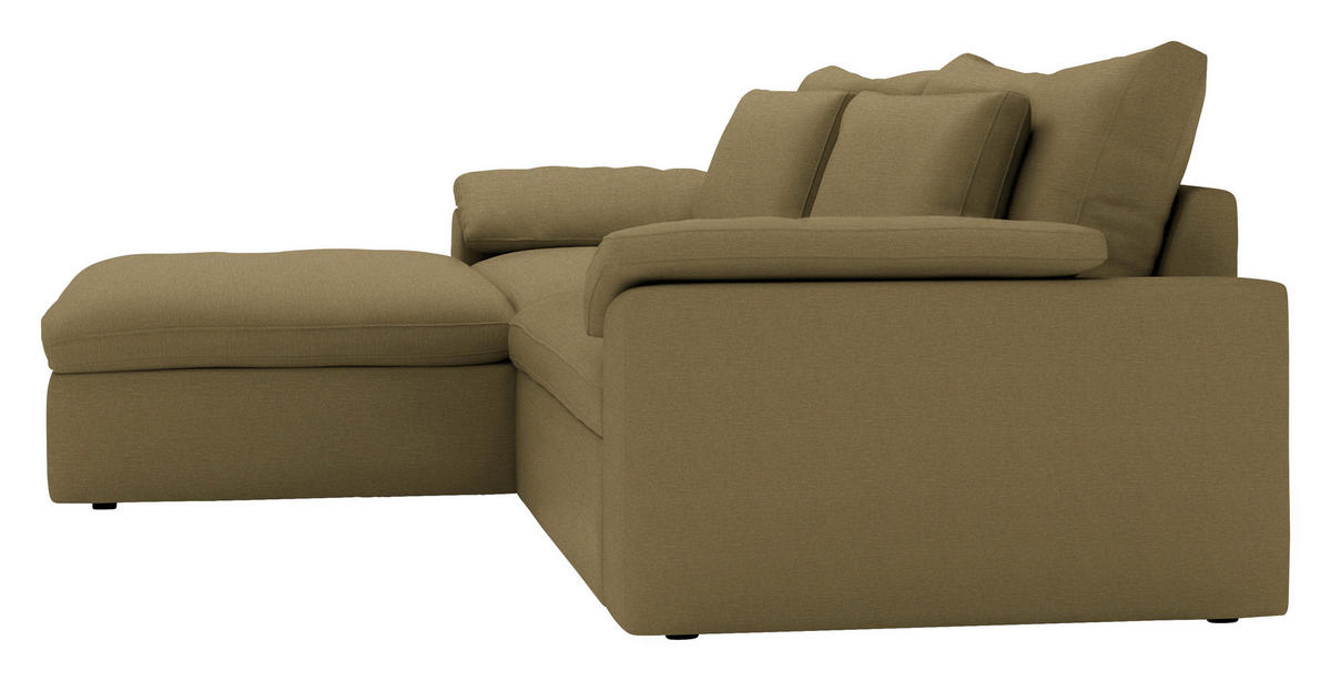ECKSOFA  Chenille Schilfgrün  - Schilfgrün/Schwarz, Modern, Kunststoff/Textil (198/306cm) - Carryhome
