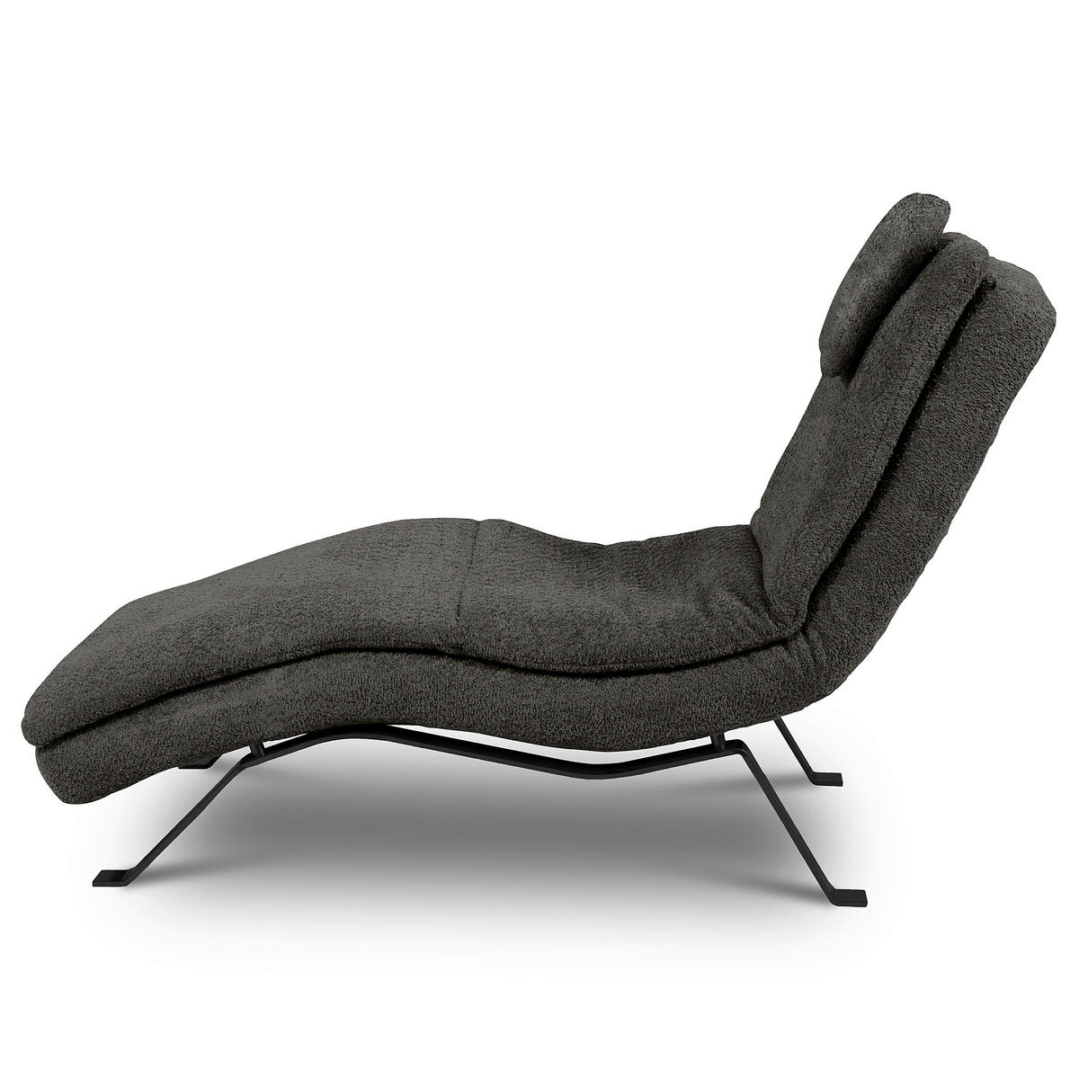 RELAXLIEGE Echtleder Anthrazit  - Anthrazit/Schwarz, Design, Leder/Metall (65/95/171cm) - Celina Home