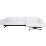 ECKSOFA Hellgrau Struktur  - Eichefarben/Hellgrau, Design, Holz/Textil (305/163cm) - Novel
