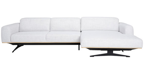 ECKSOFA Hellgrau Struktur  - Eichefarben/Hellgrau, Design, Holz/Textil (305/163cm) - Novel