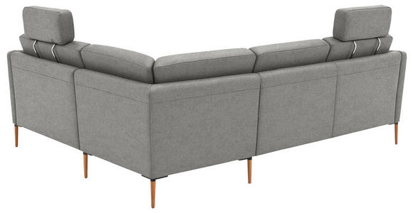 ECKSOFA  in Flachgewebe Hellgrau  238/186 cm  - Eichefarben/Hellgrau, Design, Holz/Textil (238/186cm) - Valnatura