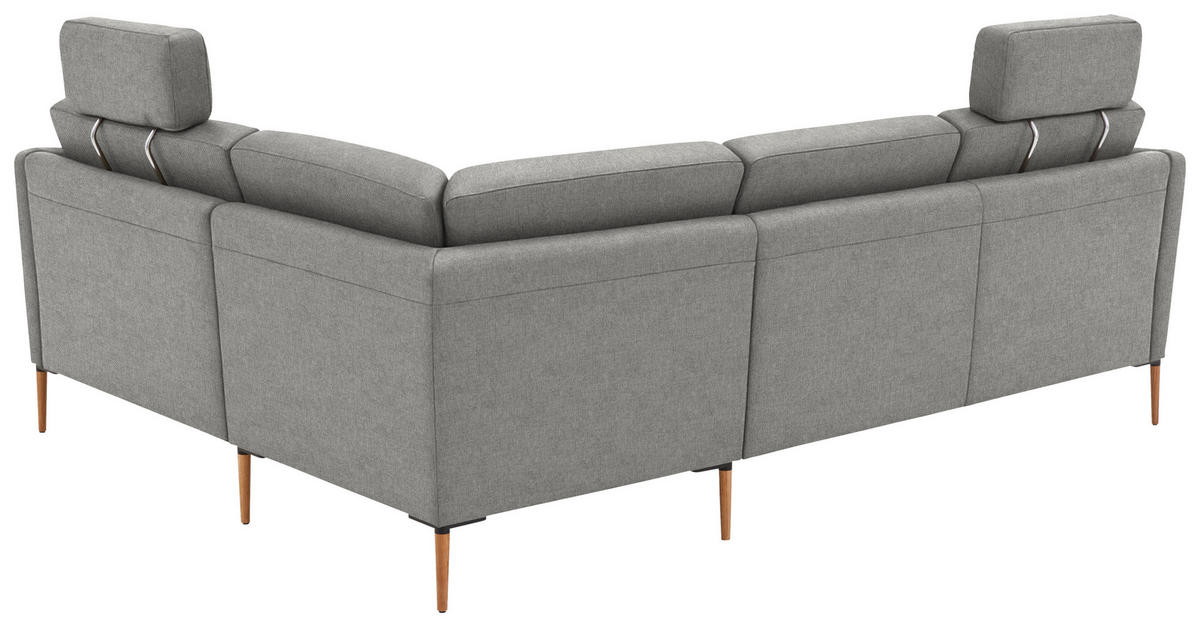 ECKSOFA  in Flachgewebe Hellgrau  238/186 cm  - Eichefarben/Hellgrau, Design, Holz/Textil (238/186cm) - Valnatura