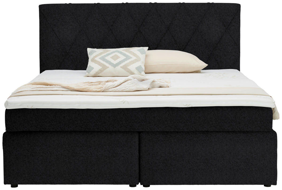 BOXSPRINGBETT 180/200 cm  in Anthrazit  - Anthrazit/Schwarz, Design, Kunststoff/Textil (180/200cm) - Xora