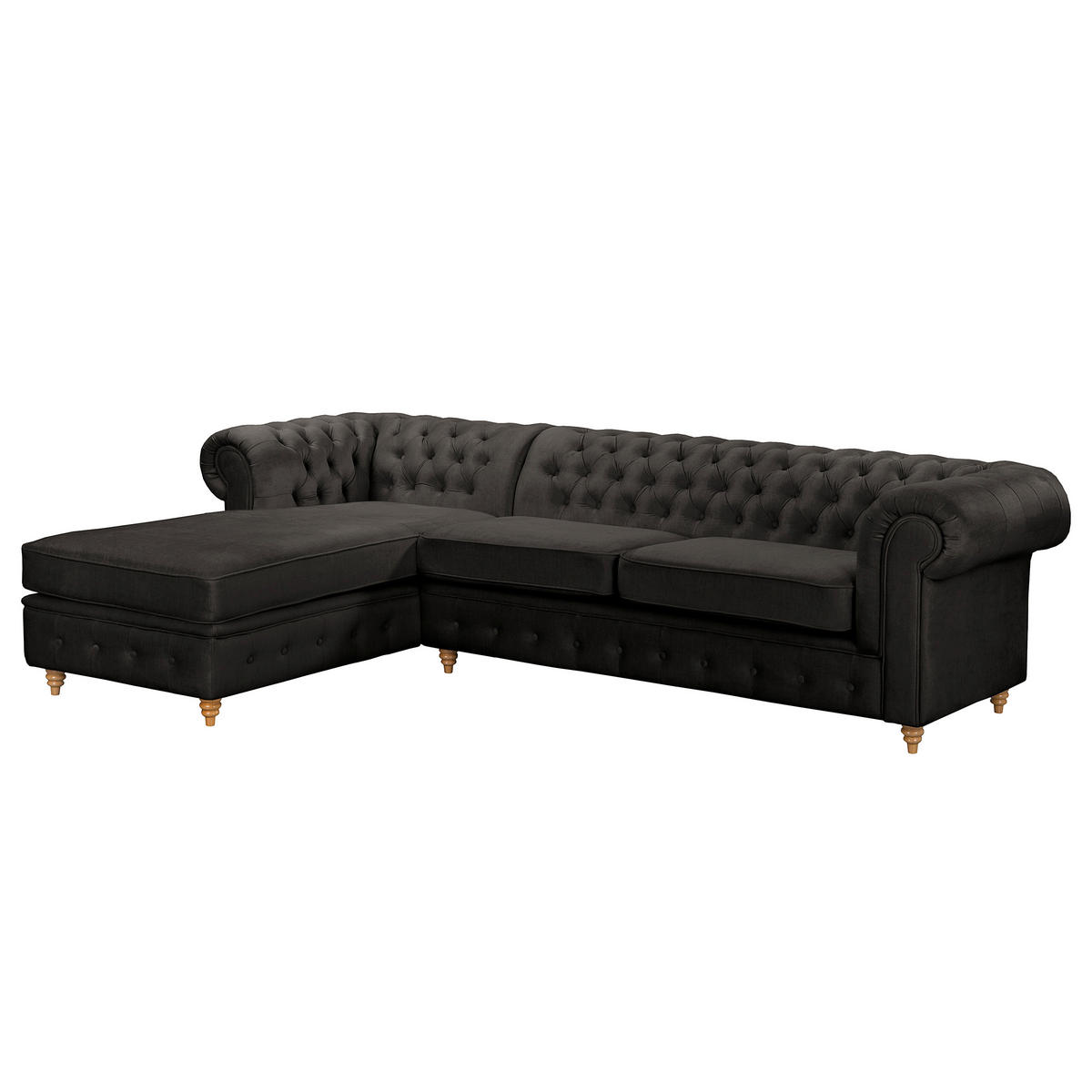 ECKSOFA Mikrofaser Anthrazit  - Anthrazit/Braun, Design, Holz/Textil (182/284cm) - P & B