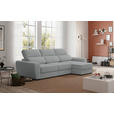 ECKSOFA  in Velours Grau  - Schwarz/Grau, KONVENTIONELL, Kunststoff/Textil (285/177cm) - Carryhome
