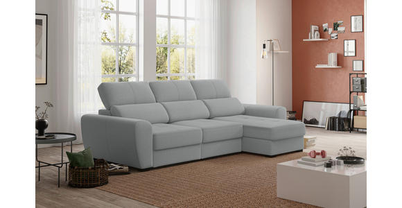 ECKSOFA  in Velours Grau  - Schwarz/Grau, KONVENTIONELL, Kunststoff/Textil (285/177cm) - Carryhome