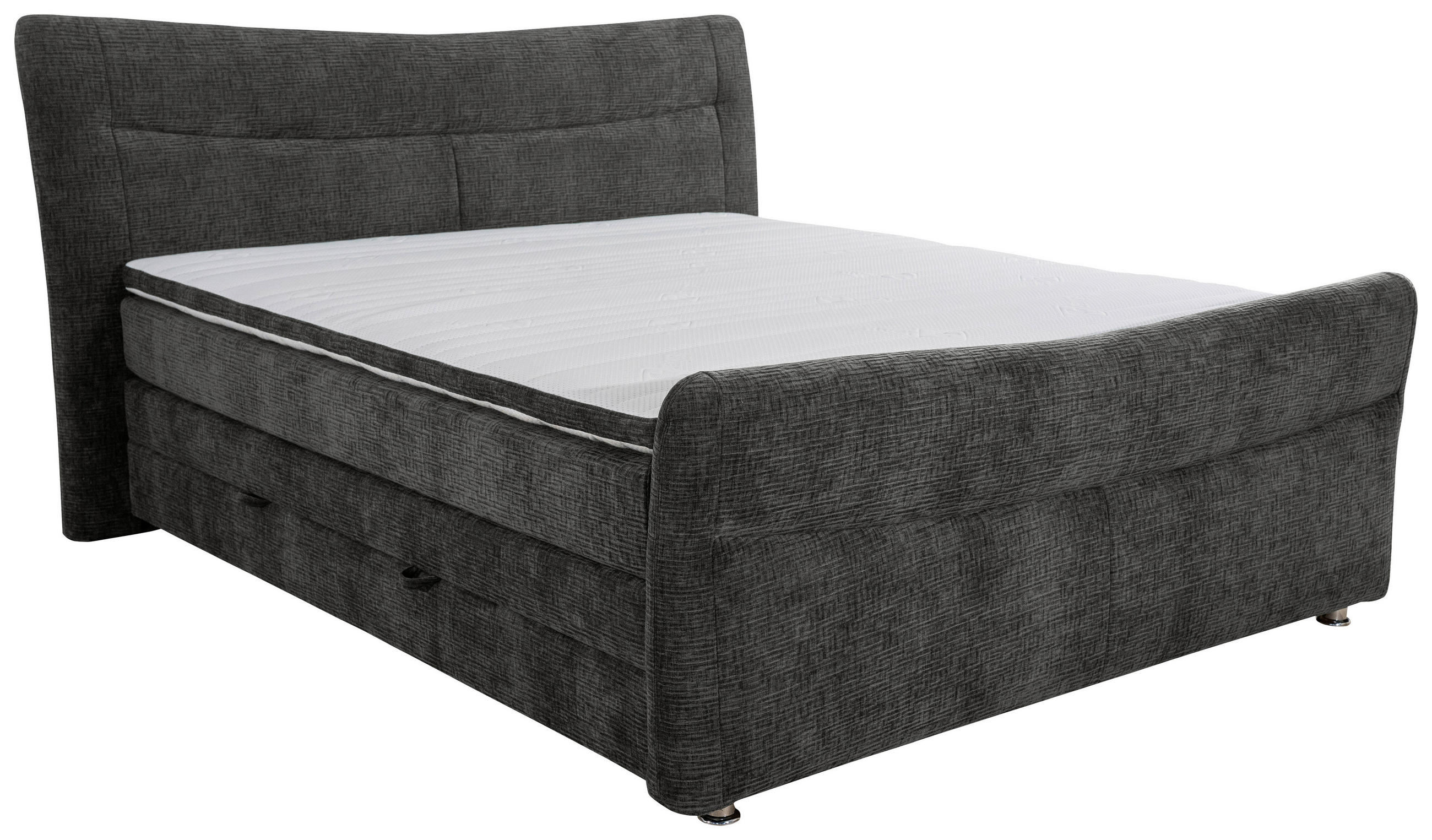 BOXSPRINGBETT 180/200 cm in Graphitfarben - Chromfarben/Graphitfarben, KONVENTIONELL, Textil/Metall (180/200cm) - Esposa