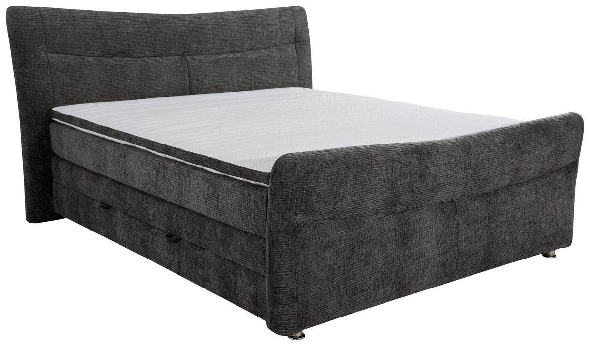 BOXSPRINGBETT 180/200 cm  in Graphitfarben  - Chromfarben/Graphitfarben, KONVENTIONELL, Textil/Metall (180/200cm) - Esposa