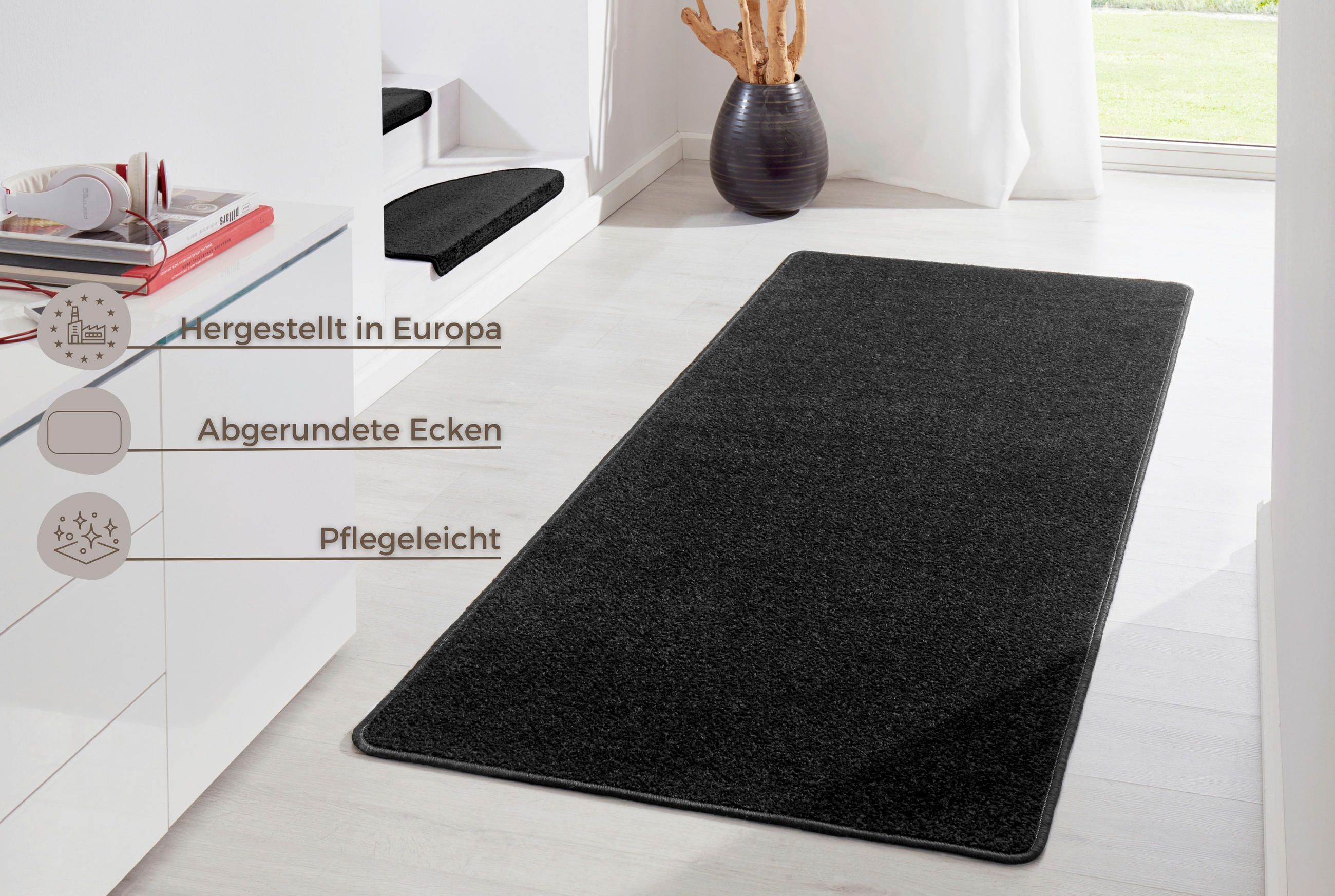 LÄUFER 80/200 cm Fancy  - Schwarz, Basics, Kunststoff (80/200cm)